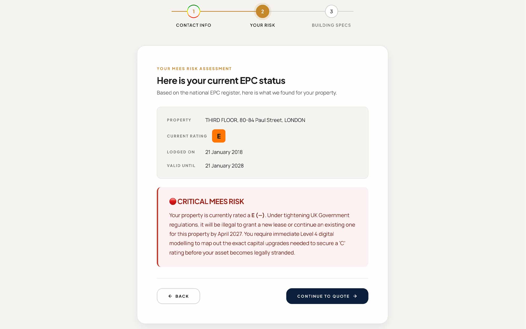 Energy Survey · EPC Risk Calculator — Instant MEES risk assessment